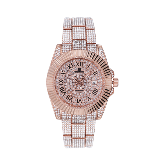 Coral (1030) – Premium Quality Swiss Quartz Analog Diamond Watch For Men With Date Function | Diamond Dial & Strap | Stainless Steel | With Color Variations - Image 3