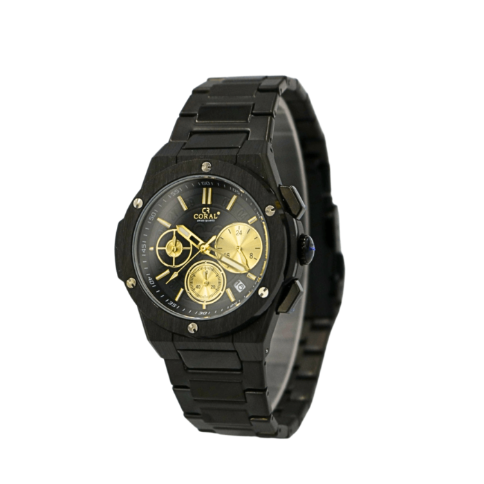 Coral (9118) – Premium Chronograph Fashion Watch For Men With Date Function | Stainless Steel Strap | 3 ATM Water Resistant | Colour Black - Image 3