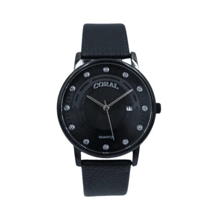 CR-9078 Coral Fashion Men's Watch, Leather Strap, Colour Black