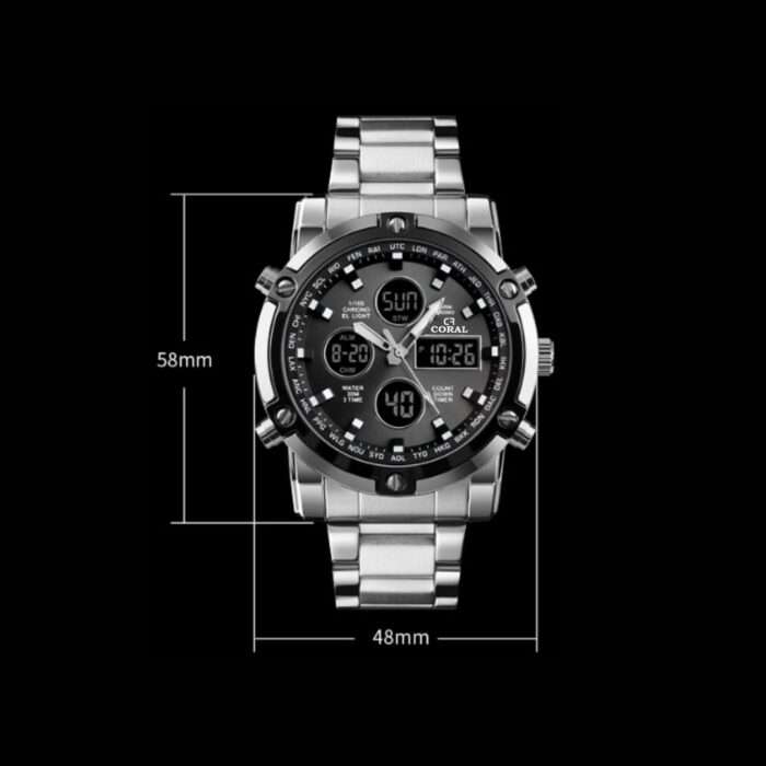 Coral Multifunctional Chrono, Dual Time, Day & Date, 3 ATM Water Resistant, Watch For Men