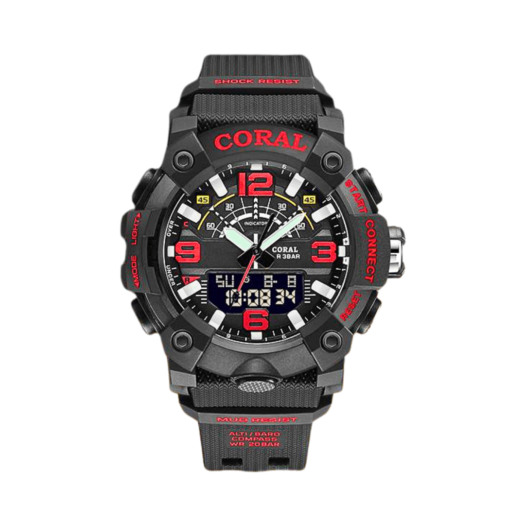 Sports Watch Analog Digital Multifunctional CORAL Black