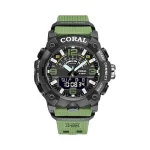 Coral (1042) – Premium Fashion Sports Watch For Men | Digital & Analog Dual Time | Day & Date Display | Silicone Rubber Strap | 3 ATM Water Resistant | Colour Black White