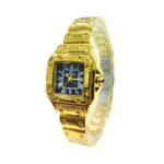 Coral Women's Watch – Elegant Square Dial with Roman Numerals, Stainless Steel, 30m Water-Resistant, Stylish & Fashionable Ladies' Wristwatch | Black Gold
