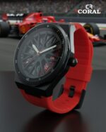 Coral Men's Watch, Wheel Watch, Stainless Steel Case and Rubber Strap, 30M Water Resistant
