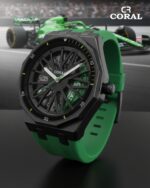 Coral Men's Watch, Wheel Watch, Stainless Steel Case and Rubber Strap, 30M Water Resistant