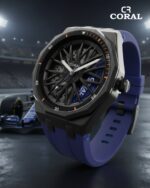 Coral Men's Watch, Wheel Watch, Stainless Steel Case and Rubber Strap, 30M Water Resistant