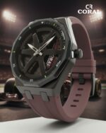 Coral Men's Watch, Wheel Watch, Stainless Steel Case and Rubber Strap, 30M Water Resistant