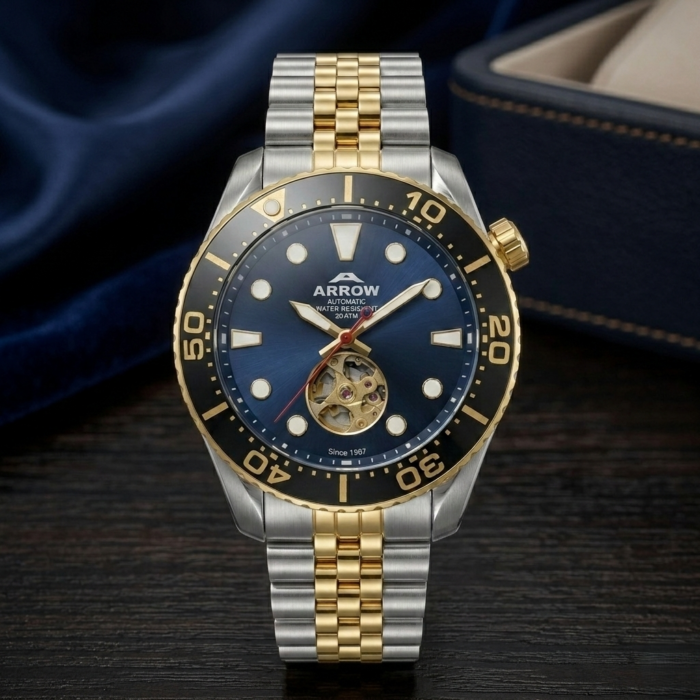 Arrow Automatic Premium Men's Watch, Luxury Men's Watch, High-Quality Stainless Steel, 200M Water Resistant, Japan Movement, Luxury Watch Dubai Men