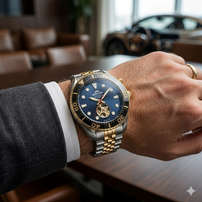 Arrow Automatic Premium Men's Watch, Luxury Men's Watch, High-Quality Stainless Steel, 200M Water Resistant, Japan Movement, Luxury Watch Dubai Men