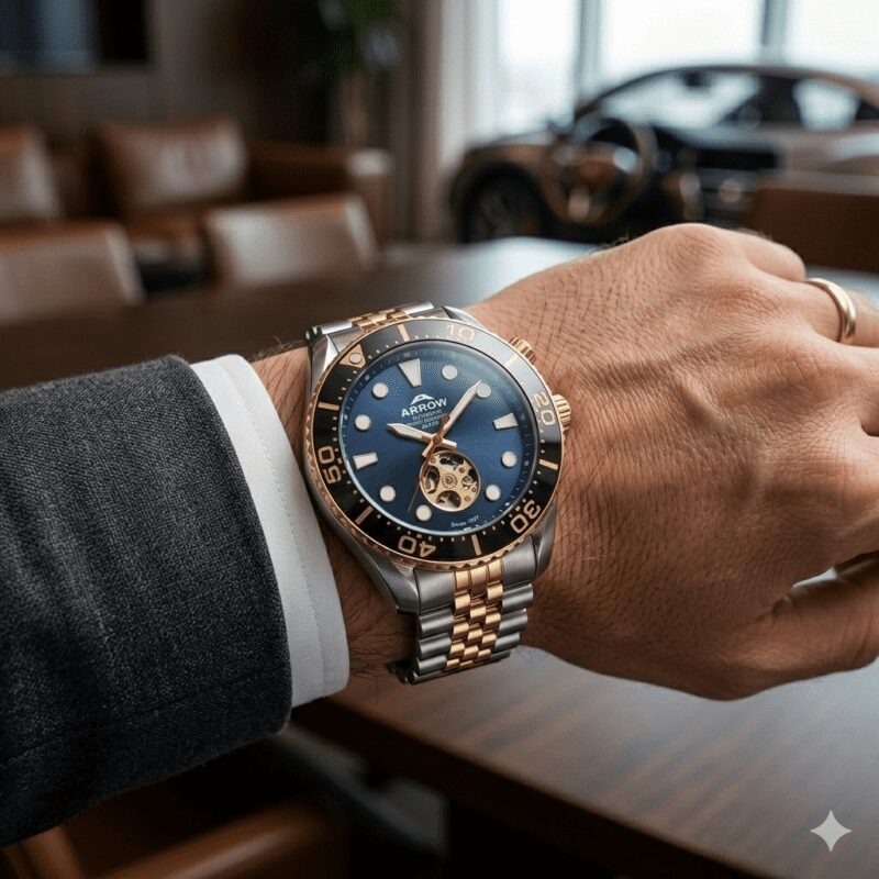 Arrow Automatic Premium Men's Watch, Luxury Men's Watch, High-Quality Stainless Steel, 200M Water Resistant, Japan Movement, Luxury Watch Dubai Men