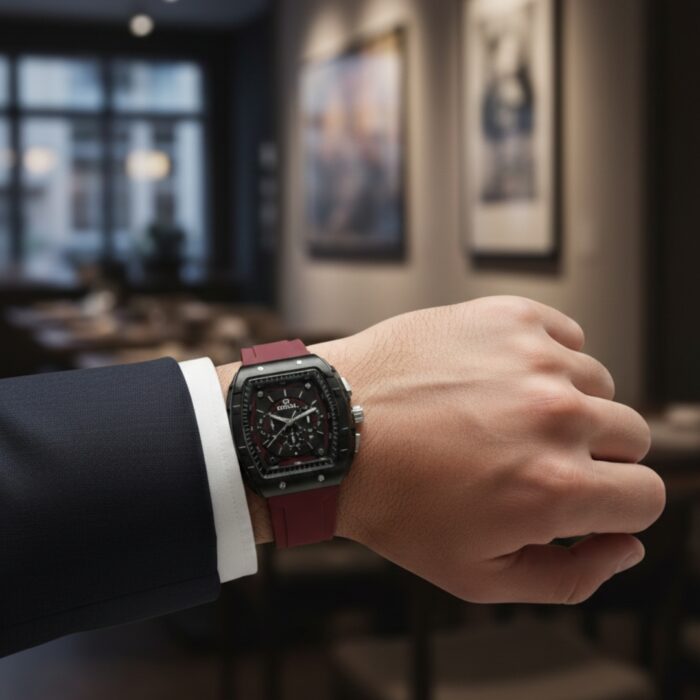 CORAL Premium Men’s Watch – Quartz Movement | Date Display | Silicone Rubber Strap | 30M Water-Resistant - Image 3