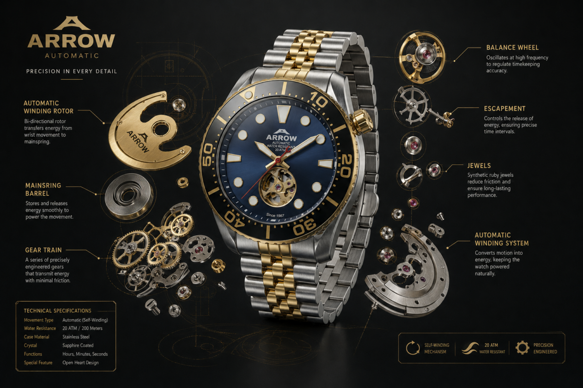 Japan automatic movement inside ARROW Automatic watch